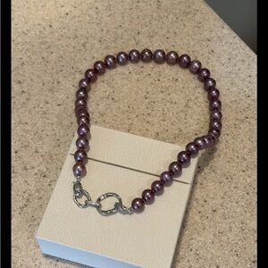 Edison Purple Pearl Full Strand Necklace On Sterling Silver